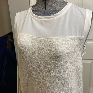 Loft White Sleeveless Mesh Top Blouse